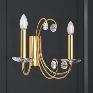 Aplica de perete stil clasic cu cristal K9 ARIANE 2L aurie 234918 universul-luminii.ro