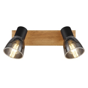 Aplica de perete / tavan cu 2 spoturi directionabile design modern CLAUDE negru, maro 210668 universul-luminii.ro
