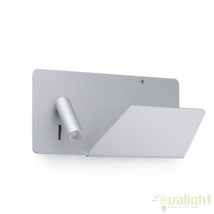Aplica de perete ultra moderna / Lampa cu reader LED SUAU USB gri dormitor dreapta 62123