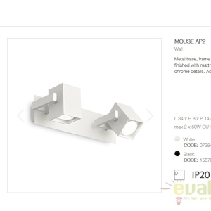 Aplica design modern cu 2 spoturi directionabile MOUSE AP2 alba 073545 - Img 3