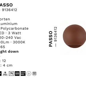 Aplica exterior cu iluminat jos LED IP65 PASSO corten 559708 universul-luminii.ro