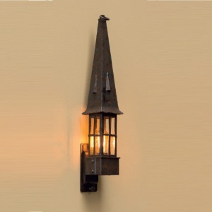 Aplica iluminat exterior din fier forjat, design medieval cu acoperis ascutit, WL 3646
