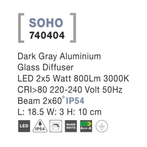 Aplica LED ambientala de exterior IP54 SOHO II gri NVL-740404 79478 universul-luminii.ro