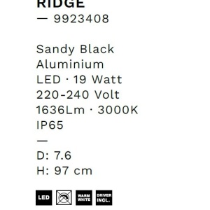 Aplica LED ambientala iluminat exterior IP65 RIDGE 229748 universul-luminii.ro