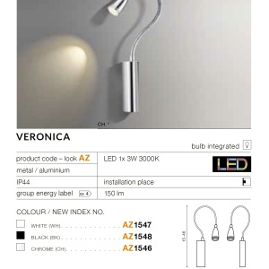 Aplica LED cu brat directionabil VERONICA neagra 42798 universul-luminii.ro