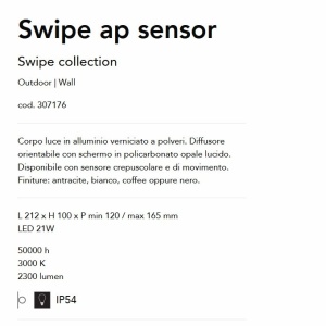 Aplica LED cu senzor de miscare pentru exterior IP54 Swipe ap cafenie 119588 universul-luminii.ro