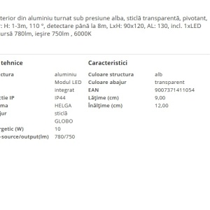 Aplica LED de exterior cu senzor de miscare IP44 HELGA 203468 universul-luminii.ro