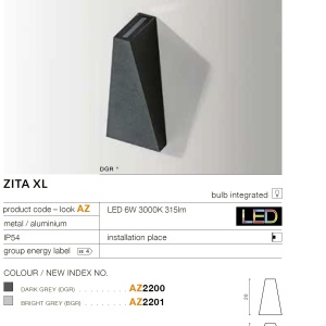 Aplica LED de perete exterior cu iluminat ambiental IP54 ZITA XL gri inchis 70818 universul-luminii.ro