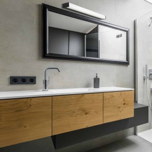 Aplica LED de perete pentru baie design liniar Brand negru 154158 universul-luminii.ro