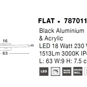 Aplica LED de perete pentru baie design modern FLAT IP44 negru 211048 universul-luminii.ro