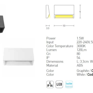 Aplica LED de perete pentru iluminat exterior, IP54 Udir grafit 118158 universul-luminii.ro