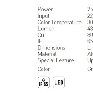 Aplica LED de perete pentru iluminat exterior, up/down, IP65 Cini grafit 65678 universul-luminii.ro