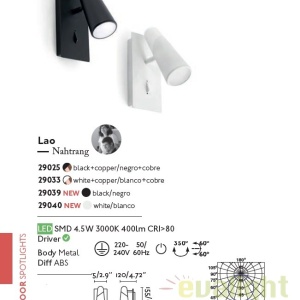 Aplica LED moderna cu 1 spot LAO negru 29039 50698 universul-luminii.ro