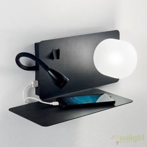 Aplica LED moderna cu reader LED cu port USB BOOK-1 AP2 174808