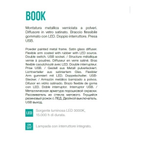 Aplica LED moderna cu reader LED cu port USB BOOK-2 AP2 NERO 174846 60238 universul-luminii.ro