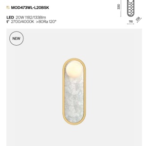 Aplica LED mozaic din sidef natural Capiz Perlamour - Img 7