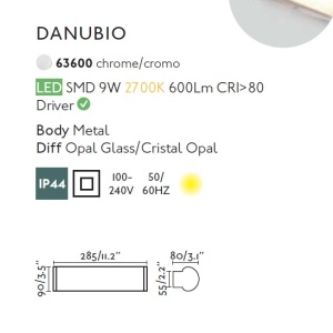 Aplica LED pentru oglinda baie moderna IP44 DANUBIO 9W 83128 universul-luminii.ro