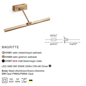 Aplica LED pentru oglinda tablou MAGRITTE-2 black 61087 89898 universul-luminii.ro