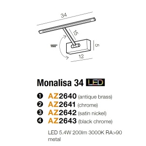 Aplica LED pentru tablou cu brat directionabil Monalisa 34 crom 70828 universul-luminii.ro