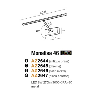 Aplica LED pentru tablou cu brat directionabil Monalisa 46 nickel satin 70848 universul-luminii.ro