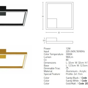 Aplica LED perete sau tavan design modern geometric Erick auriu 117578 universul-luminii.ro