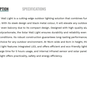 Aplica LED solara de exterior cu senzor de miscare IP54 Solar 223118 universul-luminii.ro