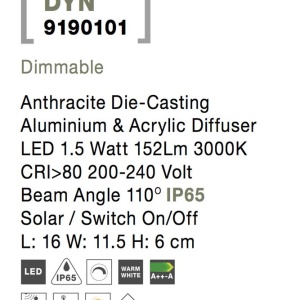 Aplica LED solara de exterior cu senzor miscare IP65 DYN 190628 universul-luminii.ro