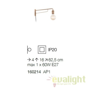 Aplica moderna cu brat directionabil, finisaj alama antic, TRIUMPH AP1 OTTONE 45118 universul-luminii.ro