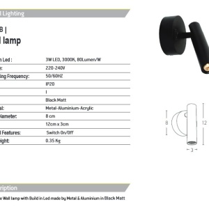 Aplica moderna cu spot LED directionabil Hotel negru 154998 universul-luminii.ro