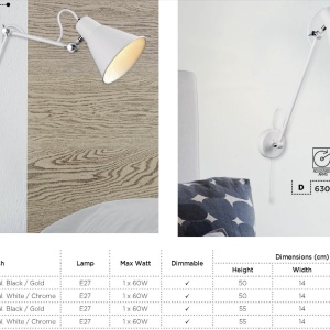 Aplica moderna design retro Triple Joint alb/crom 6302WH SRT 47698 universul-luminii.ro