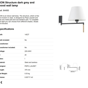 Aplica moderna directionabila design elegant RON gri inchis/bej 190268 universul-luminii.ro
