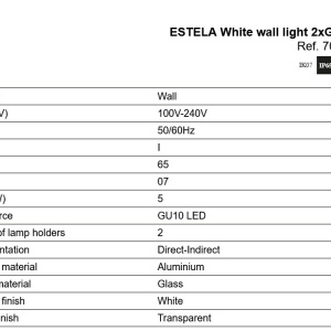 Aplica perete exterior IP65, 2xGU10 ESTELA alba - Img 3