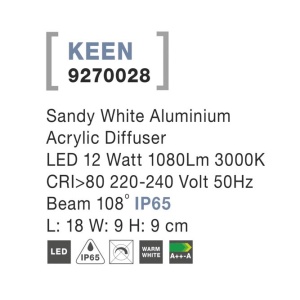 Aplica perete LED de exterior IP65 KEEN NVL-9270028 79888 universul-luminii.ro