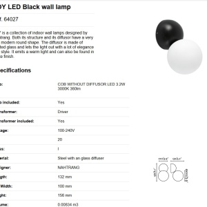 Aplica perete LED design modern JOY Black 64027 180688 universul-luminii.ro