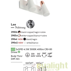 Aplica perete LED moderna cu 2 spoturi LAO alb 29042 61248 universul-luminii.ro