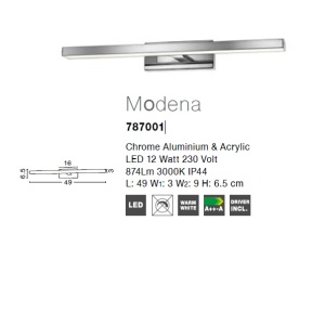 Aplica perete LED pentru baie IP44 Modena 12W NVL-787001 77338 universul-luminii.ro