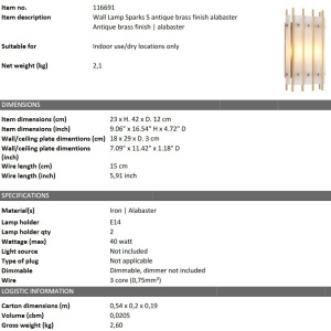 Aplica perete LUX Sparks S, alama antic/ alabastru 209318 universul-luminii.ro