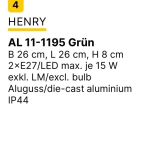 Aplica perete sau tavan de exterior IP44 HENRY verde - Img 8