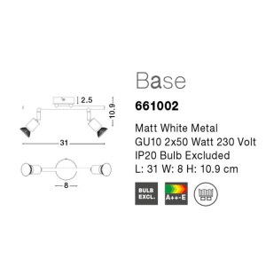 Aplica perete / tavan moderna cu spoturi Base alba 2L NVL-661002 78928 universul-luminii.ro