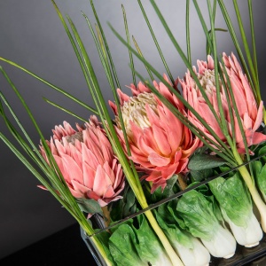 Aranjament floral decor festiv design LUX RECTANGULAR VASE PROTEA - Img 4