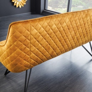 Bancheta cu aspect retro Euphoria 160cm, galben mustar - Img 4