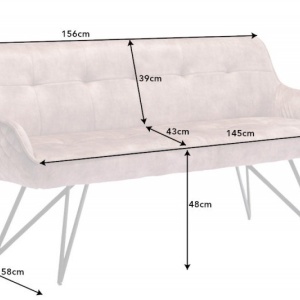 Bancheta cu aspect retro Euphoria 160cm, greige - Img 2