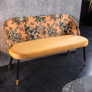 Bancheta moderna tapitata cu model floral Boutique galben - Img 3