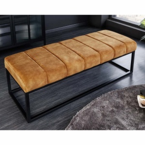 Bancheta tapitata Petit Beaute 110cm, catifea galben mustar