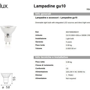 Bec LED dimabil, Gu10 06W 430lm 3000K cri90 dimm 166708 universul-luminii.ro