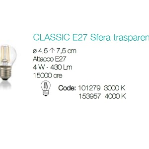 Bec LED E27 4W Sfera TRASPARENTE 4000K 153957 - Img 2