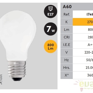 Bec LED STANDARD MATT E27 7W 2700K 17463 57568 universul-luminii.ro