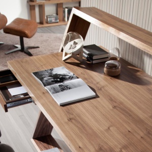 Birou elegant design LUX furnir de nuc si otel Office Walnut - Img 6