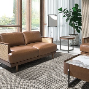 Canapea 2 locuri design elegant LUX Brown leather - Img 3