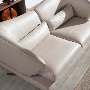 Canapea 2 locuri eleganta cu spatar original Cowhide leather taupe grey - Img 8